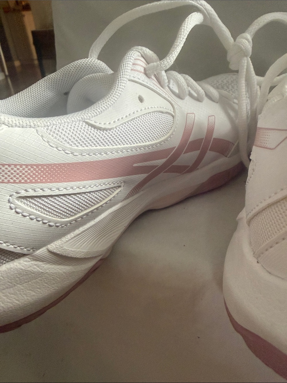 Asics Gel-Rocket 12 White and Light Pink Women's Athletic Sneakers - Picture 6 of 9